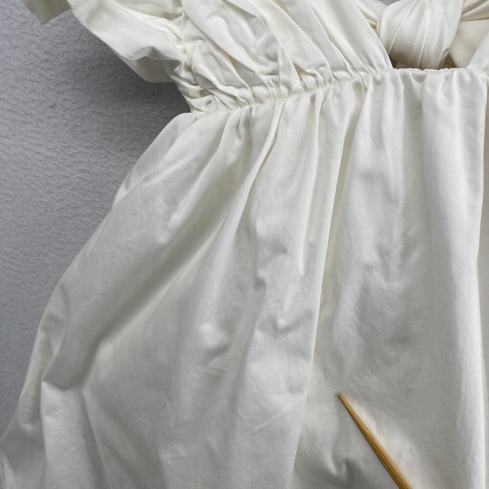FOR LOVE & LEMONS Dress S Clementine Babydoll Mini Flutter Sleeve Back Tie White - Picture 11 of 12